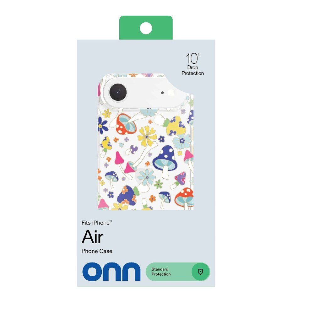 Onn. Phone Case for iPhone Air 2025 6.6" Floral Mushroom Glitter Hard Case NEW